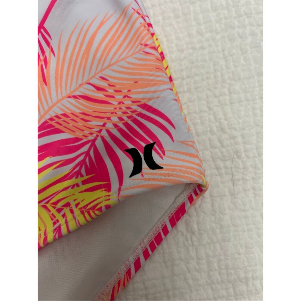 Hurley Girls Asymmetric Cutout Tropical Palm One-Piece Swimsuit Sail Size Small - Picture 2 of 7